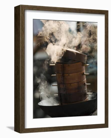 Steaming Baskets on Wok, Leshan, Sichuan, China-Porteous Rod-Framed Photographic Print