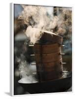 Steaming Baskets on Wok, Leshan, Sichuan, China-Porteous Rod-Framed Photographic Print