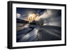 Steaming Boreholes at the Bjarnarflag Geothermal Power Plant in the Winter, Iceland-Ragnar Th Sigurdsson-Framed Photographic Print