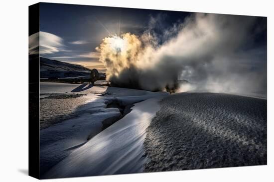 Steaming Boreholes at the Bjarnarflag Geothermal Power Plant in the Winter, Iceland-Ragnar Th Sigurdsson-Stretched Canvas