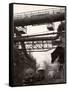 Steaming Hot Steel Slag Being Poured into Freight Cars on Railroad Siding at Steel Plant-Margaret Bourke-White-Framed Stretched Canvas