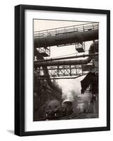 Steaming Hot Steel Slag Being Poured into Freight Cars on Railroad Siding at Steel Plant-Margaret Bourke-White-Framed Photographic Print