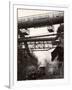 Steaming Hot Steel Slag Being Poured into Freight Cars on Railroad Siding at Steel Plant-Margaret Bourke-White-Framed Photographic Print