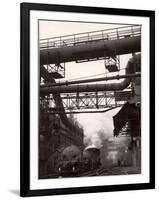 Steaming Hot Steel Slag Being Poured into Freight Cars on Railroad Siding at Steel Plant-Margaret Bourke-White-Framed Photographic Print