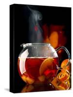 Steaming Red Wine Punch with Pieces of Fruit in Glass Teapot-Jürgen Klemme-Stretched Canvas