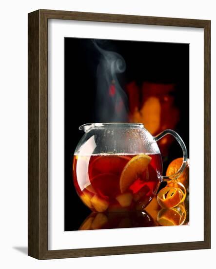 Steaming Red Wine Punch with Pieces of Fruit in Glass Teapot-Jürgen Klemme-Framed Photographic Print