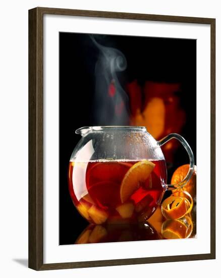 Steaming Red Wine Punch with Pieces of Fruit in Glass Teapot-Jürgen Klemme-Framed Photographic Print