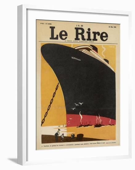 Steampship Normandie-null-Framed Art Print