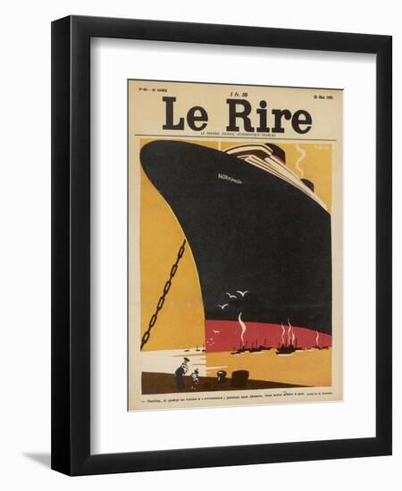 Steampship Normandie-null-Framed Art Print