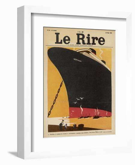 Steampship Normandie-null-Framed Art Print