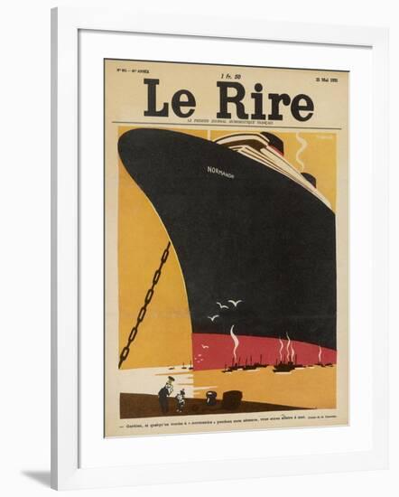 Steampship Normandie-null-Framed Art Print