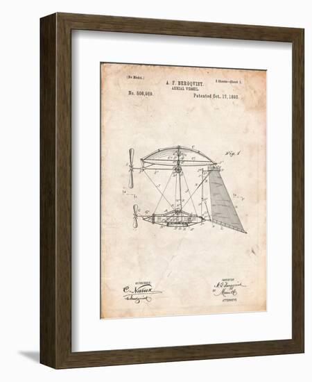 Steampunk Aerial Vessel 1893 Patent-Cole Borders-Framed Art Print