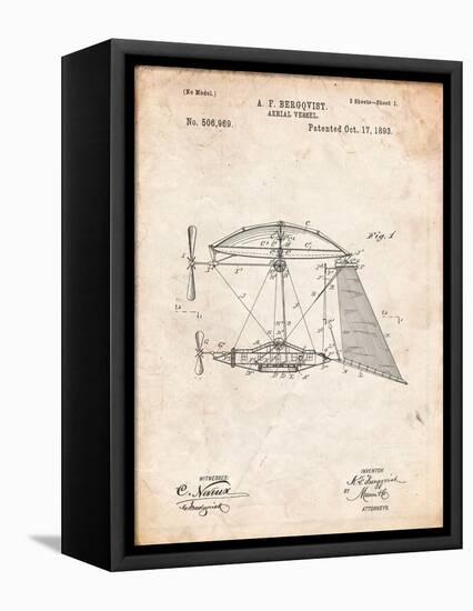 Steampunk Aerial Vessel 1893 Patent-Cole Borders-Framed Stretched Canvas
