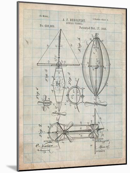 Steampunk Aerial Vessel 1893 Patent-Cole Borders-Mounted Art Print