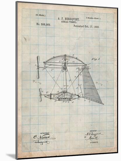 Steampunk Aerial Vessel 1893 Patent-Cole Borders-Mounted Art Print