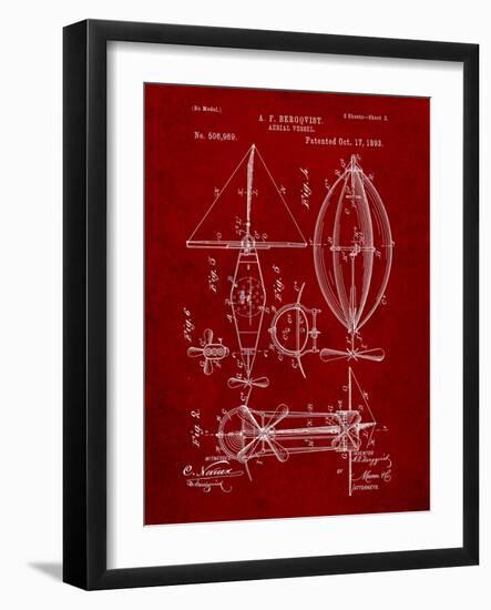 Steampunk Aerial Vessel 1893 Patent-Cole Borders-Framed Art Print