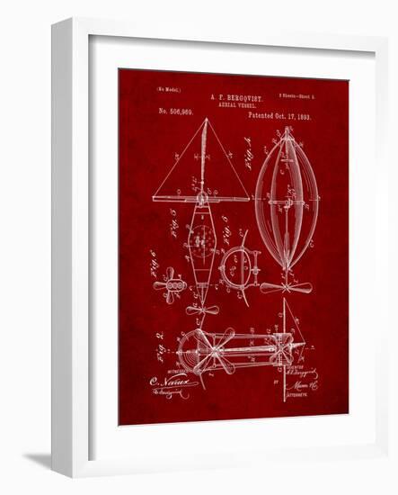 Steampunk Aerial Vessel 1893 Patent-Cole Borders-Framed Art Print