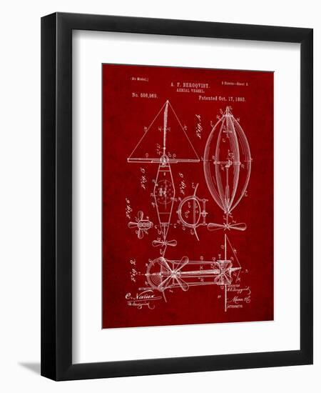 Steampunk Aerial Vessel 1893 Patent-Cole Borders-Framed Art Print