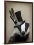 Steampunk Badger in Top Hat-Fab Funky-Framed Art Print