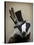 Steampunk Badger in Top Hat-Fab Funky-Stretched Canvas