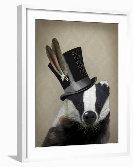 Steampunk Badger in Top Hat-Fab Funky-Framed Art Print