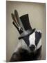 Steampunk Badger in Top Hat-Fab Funky-Mounted Art Print