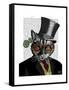 Steampunk Cat - Top Hat and red yellow glasses-Fab Funky-Framed Stretched Canvas