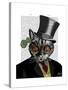 Steampunk Cat - Top Hat and red yellow glasses-Fab Funky-Stretched Canvas