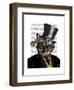 Steampunk Cat - Top Hat and red yellow glasses-Fab Funky-Framed Art Print