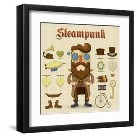 Steampunk Collage-null-Framed Art Print