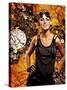 Steampunk Girl Over Grunge Background-NejroN Photo-Stretched Canvas