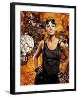 Steampunk Girl Over Grunge Background-NejroN Photo-Framed Premium Photographic Print