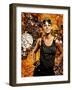 Steampunk Girl Over Grunge Background-NejroN Photo-Framed Photographic Print