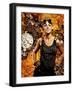 Steampunk Girl Over Grunge Background-NejroN Photo-Framed Photographic Print