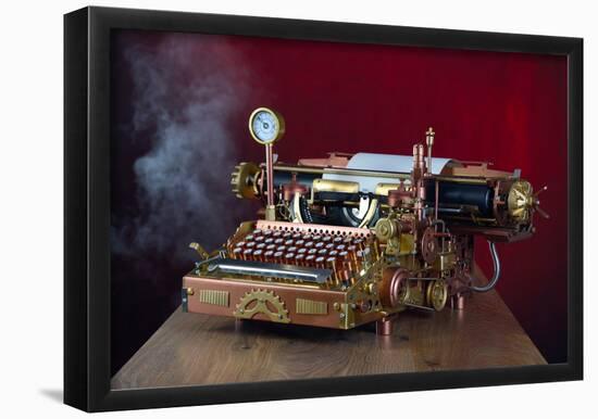 Steampunk Typewriter-3355m-Framed Poster