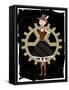 Steampunk Woman On Gear Grunge-mheld-Framed Stretched Canvas