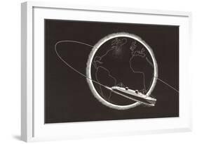 Steamship Circling the Globe-null-Framed Art Print