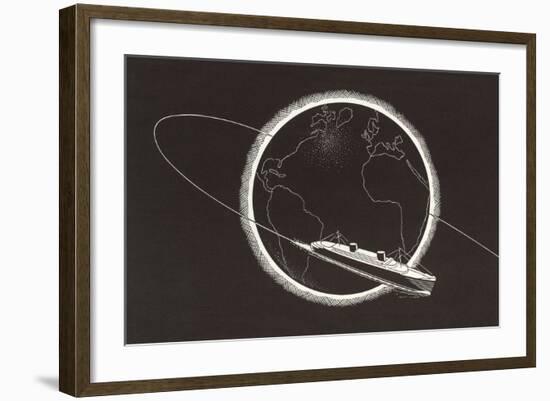 Steamship Circling the Globe-null-Framed Art Print