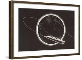 Steamship Circling the Globe-null-Framed Art Print