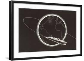 Steamship Circling the Globe-null-Framed Art Print