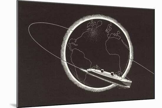 Steamship Circling the Globe-null-Mounted Art Print