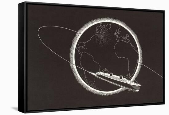 Steamship Circling the Globe-null-Framed Stretched Canvas
