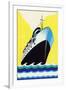 Steamship Cruise Liner Boom Label-null-Framed Art Print