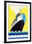 Steamship Cruise Liner Boom Label-null-Framed Art Print