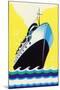 Steamship Cruise Liner Boom Label-null-Mounted Art Print