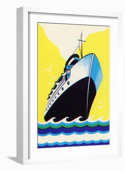 Steamship Cruise Liner Boom Label-null-Framed Art Print