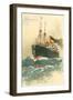 Steamship Hamburg-Amerika Crossing Ocean-null-Framed Art Print