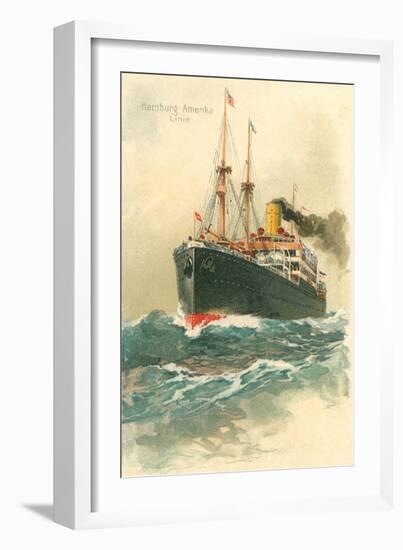 Steamship Hamburg-Amerika Crossing Ocean-null-Framed Art Print