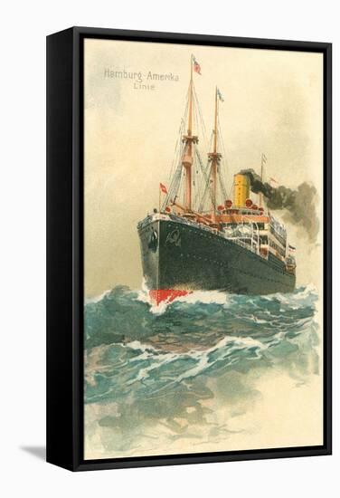Steamship Hamburg-Amerika Crossing Ocean-null-Framed Stretched Canvas
