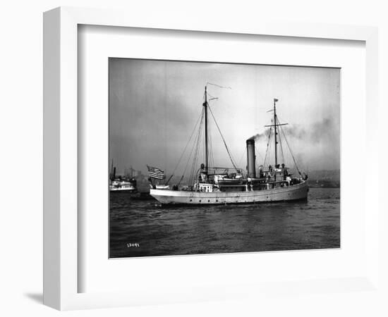 Steamship in Harbor, Circa 1909-Asahel Curtis-Framed Giclee Print